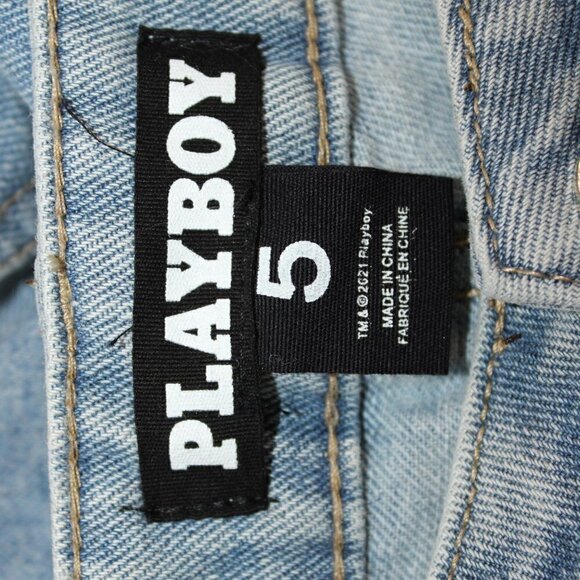 3/$30 Playboy Light Wash Distressed Raw Hem Straight Leg Jeans 5 - Picture 4 of 4